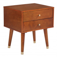 OSP Home Furnishings CUP082-LWA Cupertino Side Table w/ 2 Drawers in Light Walnut Finish and Legs